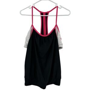Reebok Size XL Tank Black Pink Racerback Activewear Running Gym Workout Athletic